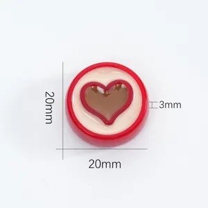 Acrylic red heart drop oil round bead DIY jewelry accessory pendant material size 20mm