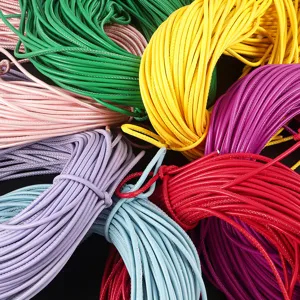 Close-up detail of 3mm candy-colored PU leather cords with sewn texture for DIY crafts