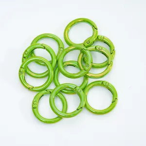 Green metal spring rings round snap hooks open circles keychain jewelry making accessories