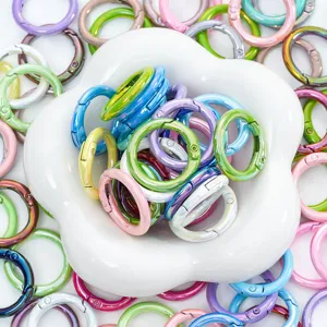 Colorful metal spring rings open circle clips for keychain jewelry making accessories