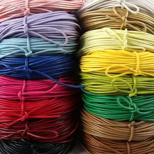 Detailed macro view of 3mm candy-colored PU leather cords with stitching for DIY crafts