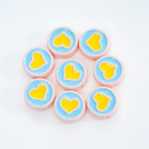 Acrylic heart charm beads for DIY jewelry making, colorful UV coated beads for bracelets.