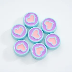 Acrylic heart drip oil round loose beads for DIY jewelry making bracelets necklaces accessories