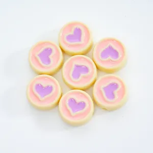 Acrylic heart drop oil beads for DIY jewelry making, cute purple and pink charm loose beads.