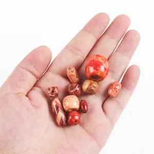Wooden beads assorted printed spacer beads large hole DIY bracelet jewelry making supplies