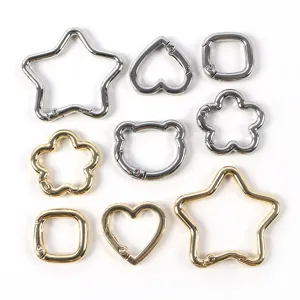 Chiusura a Molla in Metallo Lega Accessori per Gioielli Fai-da-Te Forma di Fiore Cuore Stella Gancio per Portachiavi Borse