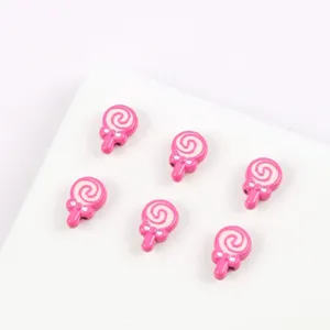 Cute cartoon lollipop alloy enamel beads detail shot for DIY jewelry bracelets keychains