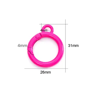 26mm roze ronde veerring karabijnhaak sleutelhanger DIY accessoire metaal snap haak sluiting