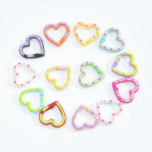Kleurrijke hart veer sluiting sleutelhanger DIY metaal accessoires sieraden maken