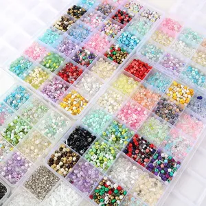 Kit perle di vetro fai da te in scatola 12 scomparti, perline colorate per creazione gioielli.