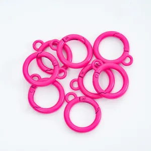 26mm roze veerring sluiting detail, metalen sleutelhanger accessoire voor DIY handwerk en tassen.
