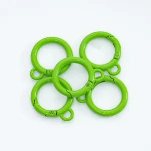 Groene ronde veerhaken metalen karabijnhaak sleutelhanger DIY handwerk accessoires set