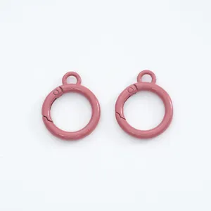 26mm roze ronde veerring karabijnhaak DIY sleutelhanger accessoires metaal knutselwerk