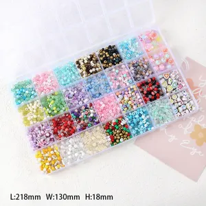 Set Scatola di Conservazione di Perline di Vetro Colorate DIY per Braccialetto Collana Gioielli