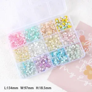 Set di perline di vetro colorate a 12 griglie, accessori per gioielli fai da te fatti a mano.