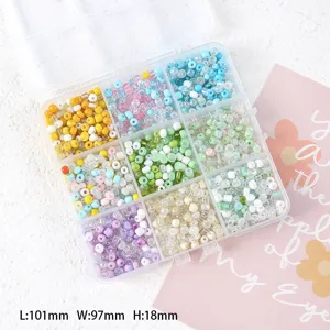 Kit di perline di vetro a 12 griglie colorato fai da te gioielli braccialetto collana