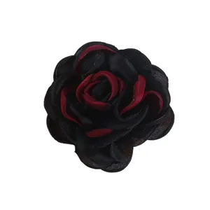 7.5cm chiffon burnt edge rose flower for DIY hair accessories and clothing decoration