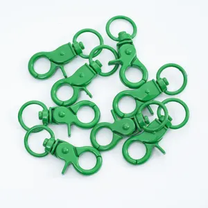 Green painted metal lobster clasps swivel snap hooks keychain DIY jewelry making accessories.