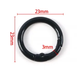 Hebilla de resorte negra de 23mm en aleación de zinc para llaveros DIY