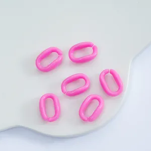 Rosa Acryl ovale Kettenglieder 11x16mm, offene Biegeringe für DIY Handyketten und Bastelzubehör.