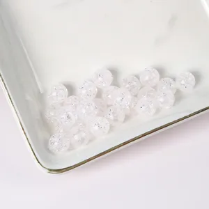 Clear crackle glass beads for DIY bracelets and jewelry accessories, shiny transparent look.