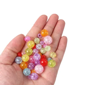Colorful crackle glass beads for DIY bracelets and jewelry making accessories, 6-12mm