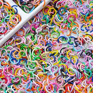 Assorted colorful painted alloy open jump rings for DIY jewelry making craft projects