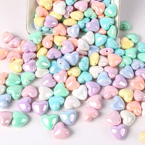 Acrylic AB heart beads loose heart charms for DIY phone chains bracelets crafts accessories