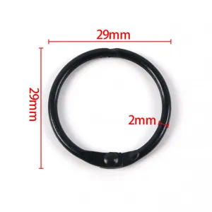 Duurzame zwarte metalen 29mm splijtring voor losbladige binding en DIY-sleutelhanger