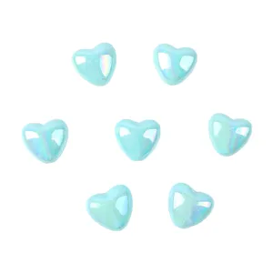 Light blue AB iridescent heart acrylic beads for DIY phone charms, bracelets and accessories.