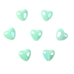 Acrylic AB heart beads, mint green loose beads for DIY phone charms, bracelets and craft accessories.