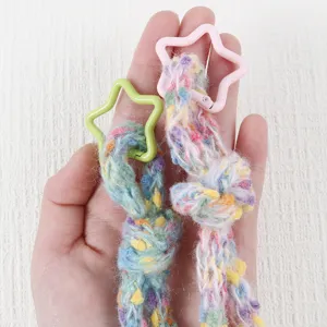 Handgemaakte ster sleutelhanger mohair gebreid DIY schattig kleurrijk tas accessoire leuk
