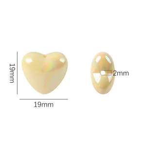 Acrylic AB Heart Beads 19mm Iridescent Love Charm for DIY Jewelry Making Bracelet Phone Chain