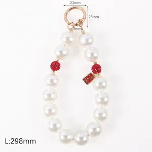 Pearl phone strap wrist chain crystal mobile phone charm decorative accessories for women