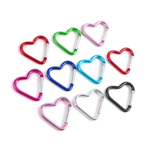 Mousquetons colorés en cœur, porte-clés en métal, mini clips d'extérieur, ensemble de crochets.