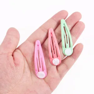 Fermagli per capelli a scatto colorati macaron con vassoi, clip a goccia carine per bambini fai-da-te.