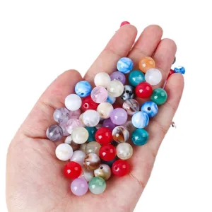 Colorful 8-16mm acrylic round beads with cat eye effect for DIY bracelet making