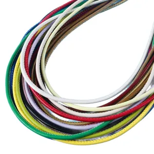 3mm candy colored round PU leather cord with sewn core for DIY handbag decoration