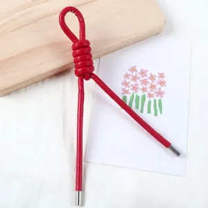 Red 5mm PU leather cord DIY handmade woven bag strap phone charm accessory detail view
