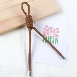 Brown PU leather core cord 5mm handmade DIY bag strap accessory for phone charm decoration.