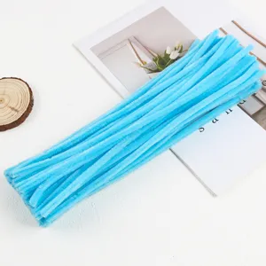 Blue pipe cleaners chenille stems for DIY craft bouquet handmade children creative toys supply.