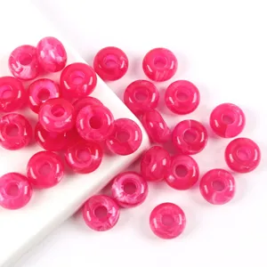 14mm acrylic donut beads pink loose spacer beads for DIY jewelry making necklace phone charms