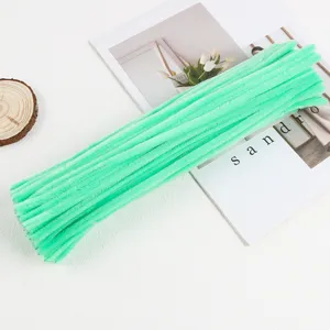 Green chenille stems pipe cleaners craft supplies for DIY handmade bouquets and kids toys.