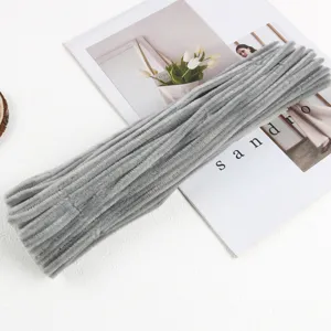 6mm grey DIY pipe cleaners fuzzy sticks craft materials for handmade bouquet toys and kids