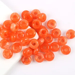 Orange acrylic big hole donut beads spacer charms for DIY handmade jewelry necklace phone chains.