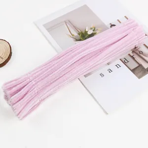 6mm Thickened Pink Chenille Stems DIY Bouquet Pipe Cleaners Kids Handmade Craft Accessories