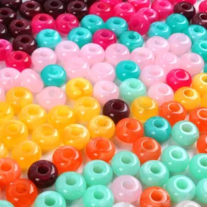 Acrylic Large Hole Round Beads Multicolor Loose Beads For DIY Necklace Phone Chain Clothing Accessories Jewelry Making Supplies