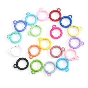 Legering Gekleurde Geverfde Veer O-Ring Sleutelhanger Gesp Haak DIY Craft Accessoires Voor Pop Sleutelhanger Maken