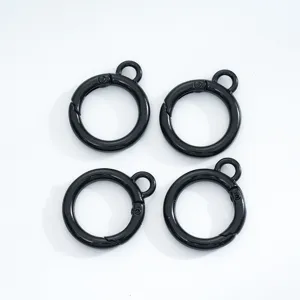 Zwarte ronde veerring karabijnhaken met klein oogje DIY sleutelhanger accessoiresset