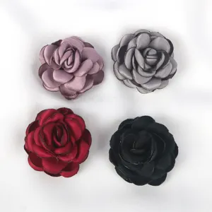 Handmade Burnt Edge Fabric Rose Flower Bud DIY Accessories For Hair Clips Earrings Hats Wedding Satin Floral Parts